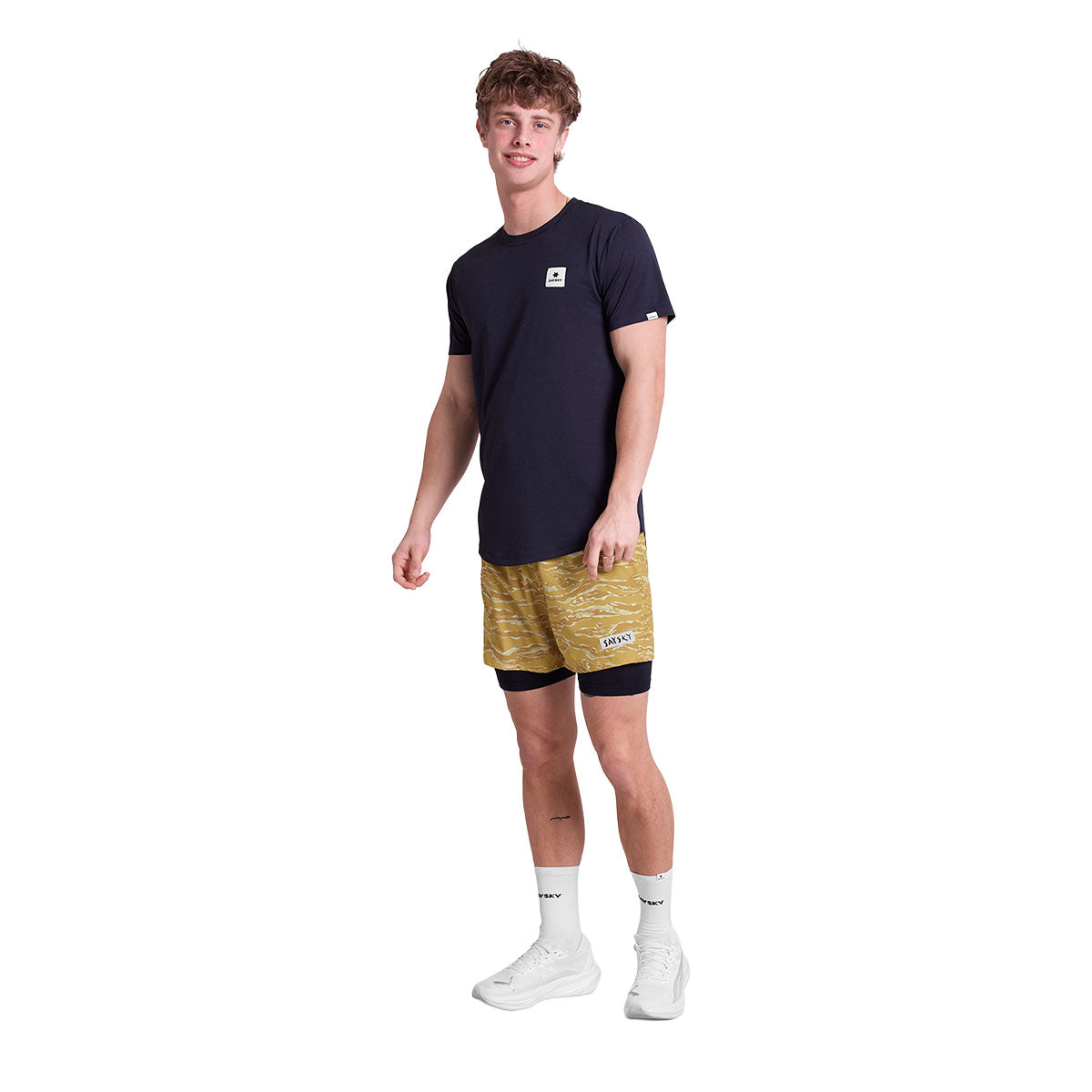 Saysky Tiger Pace 2 i 1 shorts i gul og sort