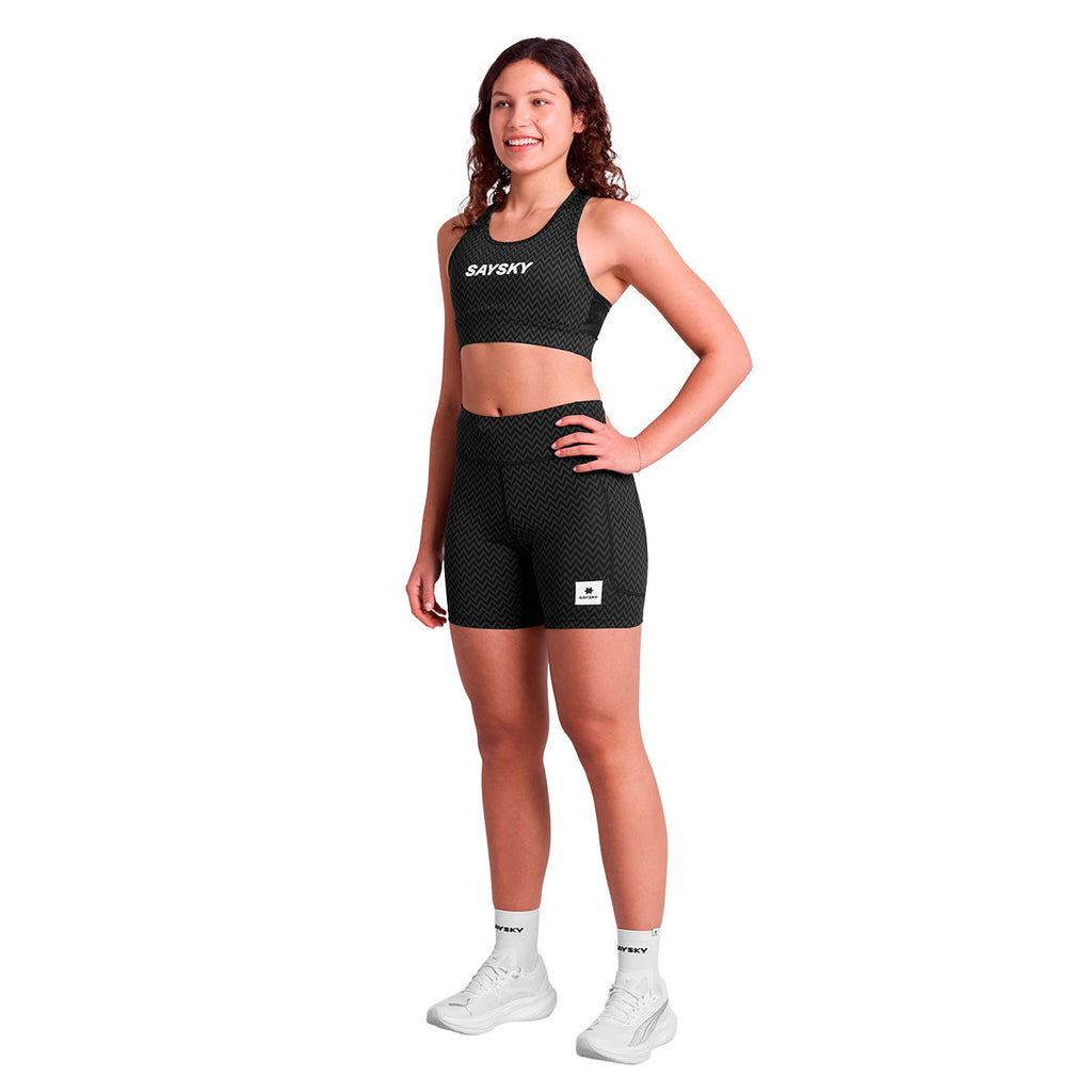 Saysky Zig Zag Combat Sports Bra Dame i sort med logo
