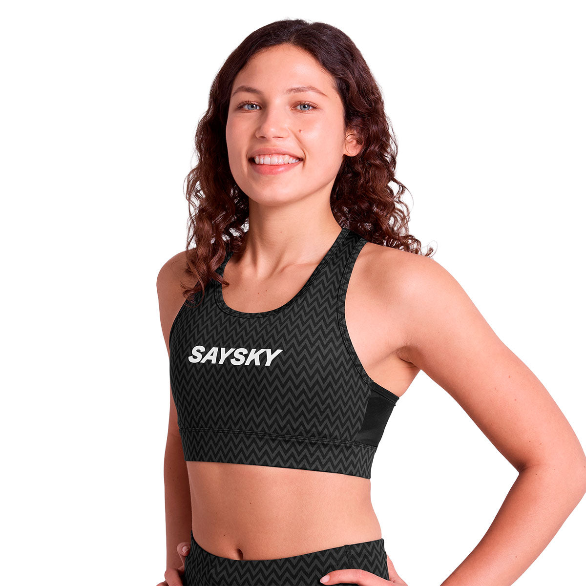 Saysky Zig Zag Combat Sports Bra Dame i sort med logo