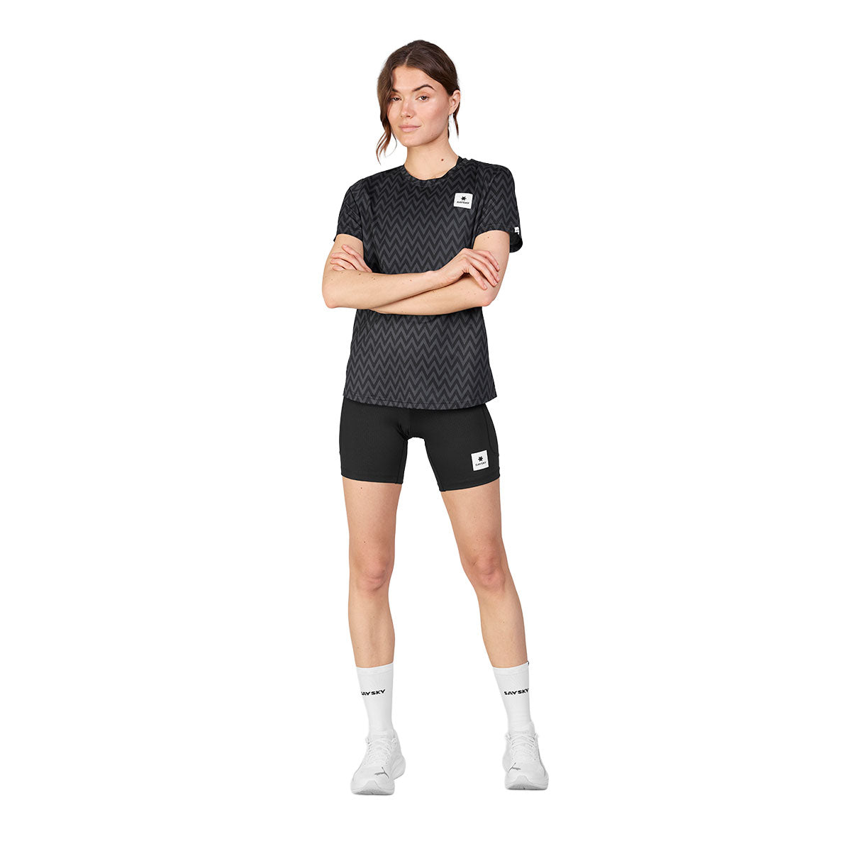 Saysky Zig Zag Combat T-shirt til damer i sort med mønster