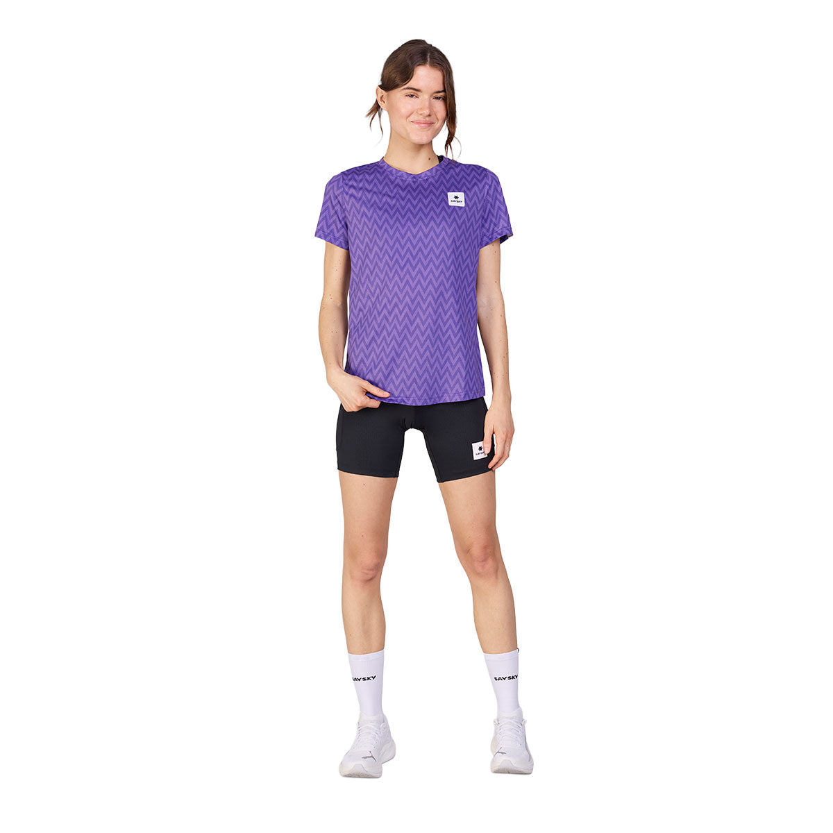 Saysky Zig Zag Combat T-shirt til damer i lilla med mønster