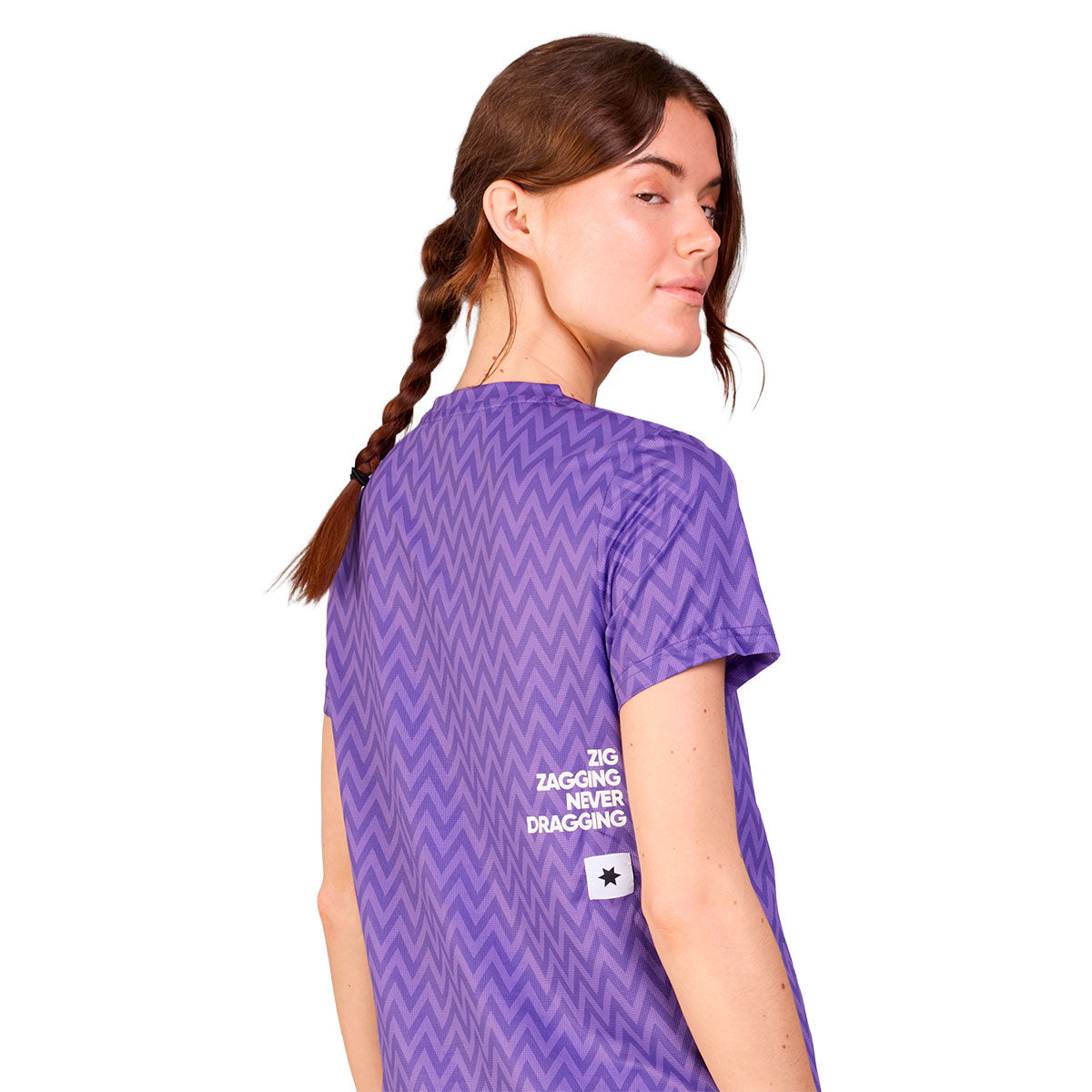 Saysky Zig Zag Combat T-shirt til damer i lilla med zigzag mønster