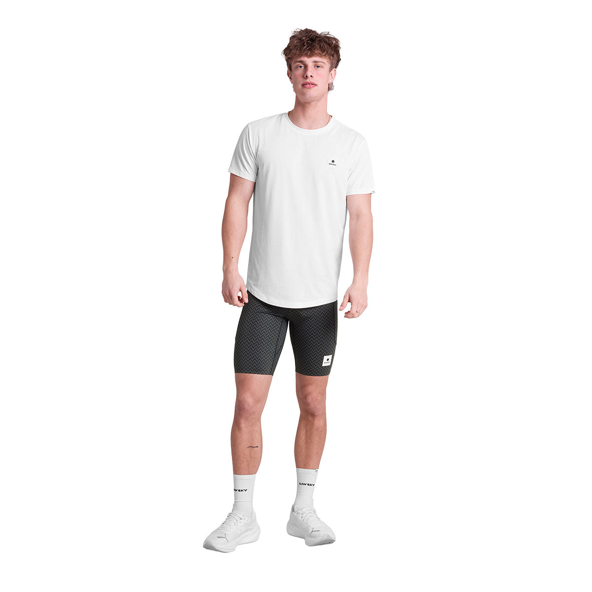 Saysky Zig Zag Combat+ korte tights i sort med mønster