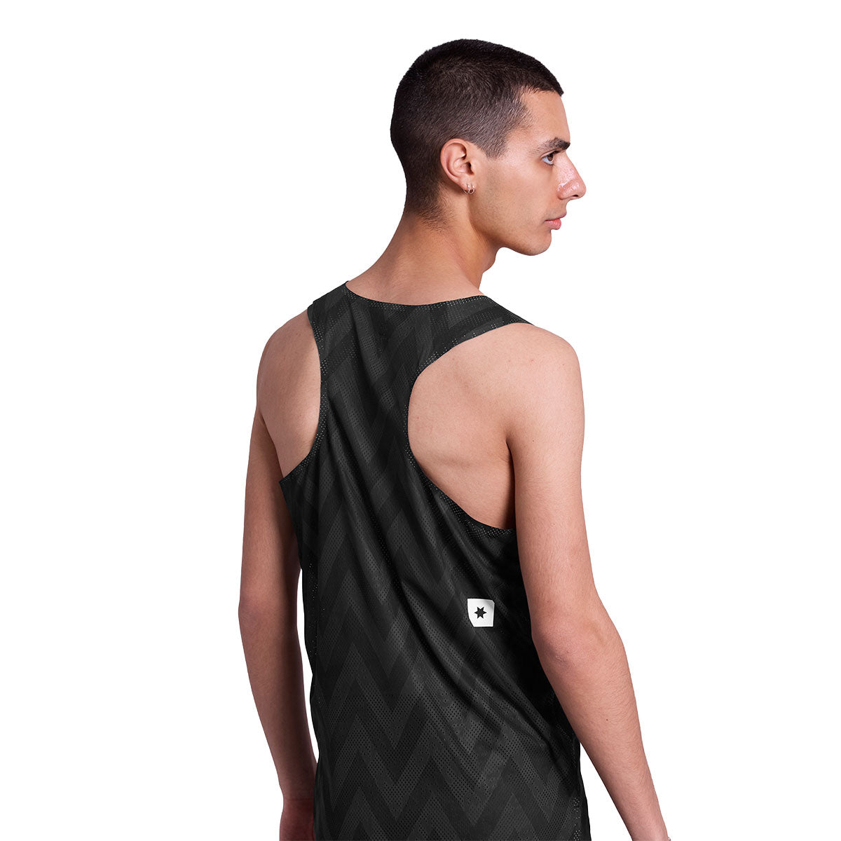 Saysky Zig Zag Flow Air Singlet i sort med zigzag mønster