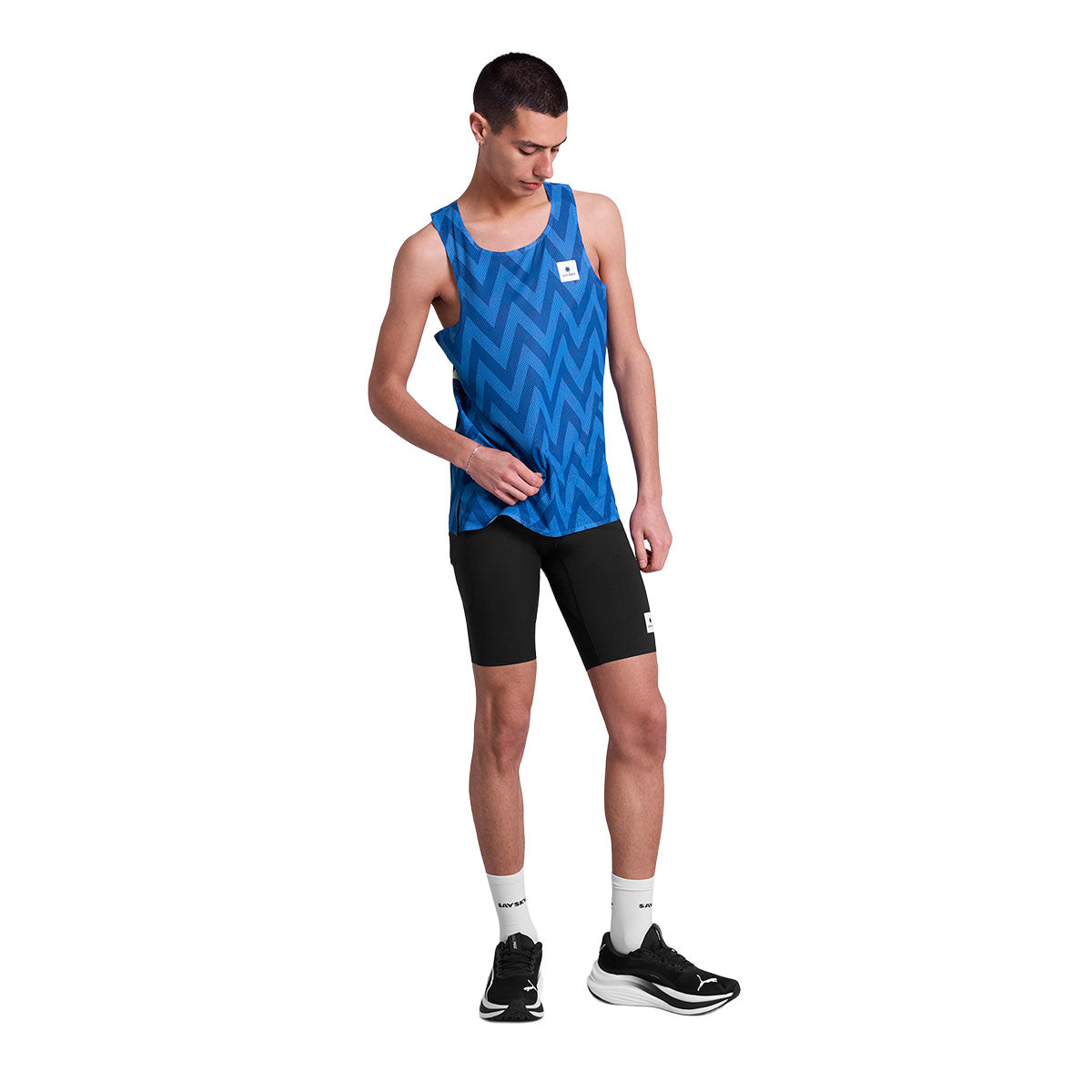 Saysky Zig Zag Flow Air Singlet i blå zigzag mønster
