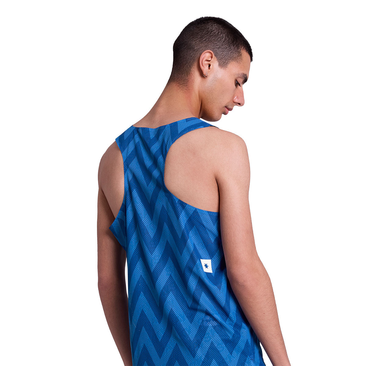 Saysky Zig Zag Flow Air Singlet i blå med zigzag mønster