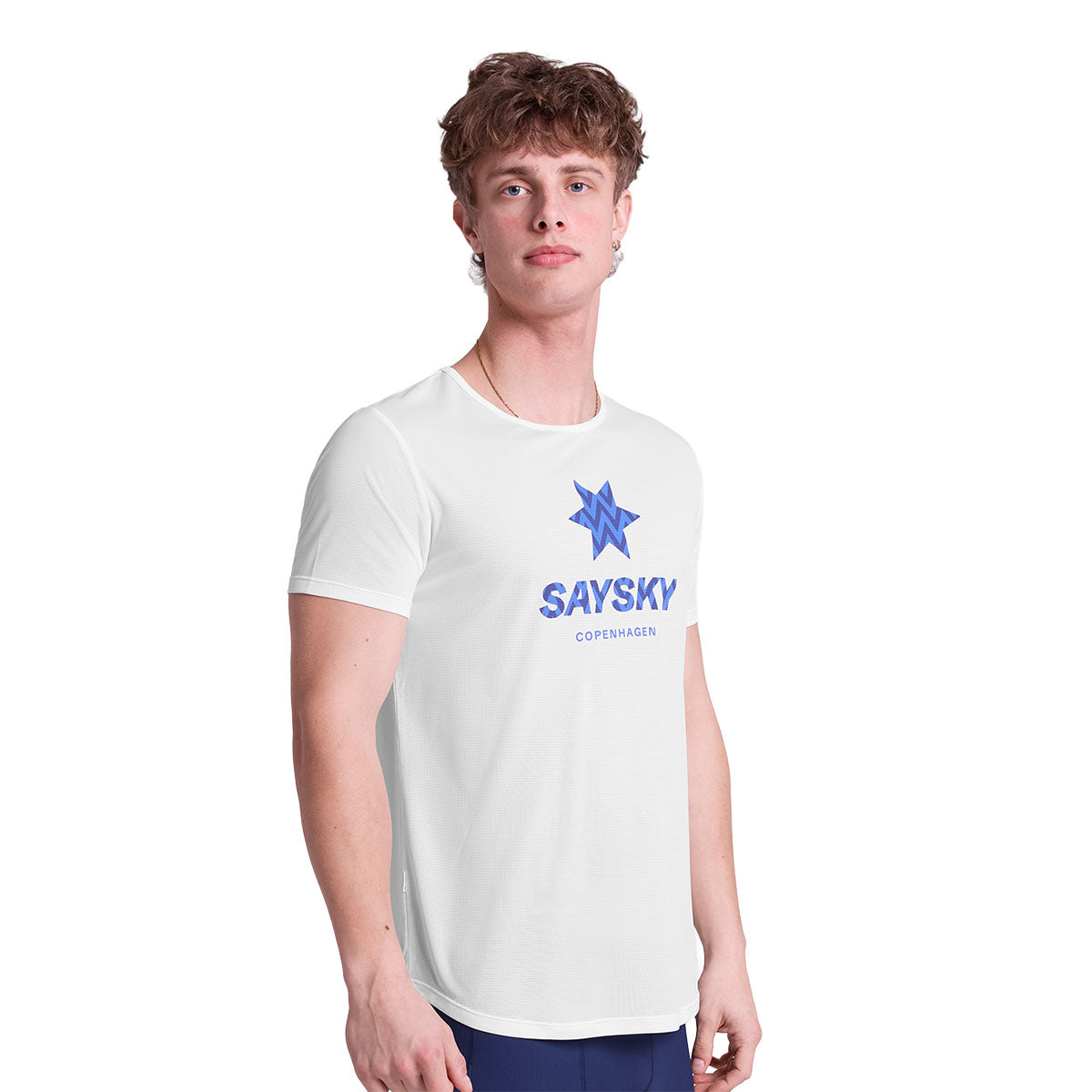 Hvid Saysky Zig Zag Flow T-shirt med blå logo