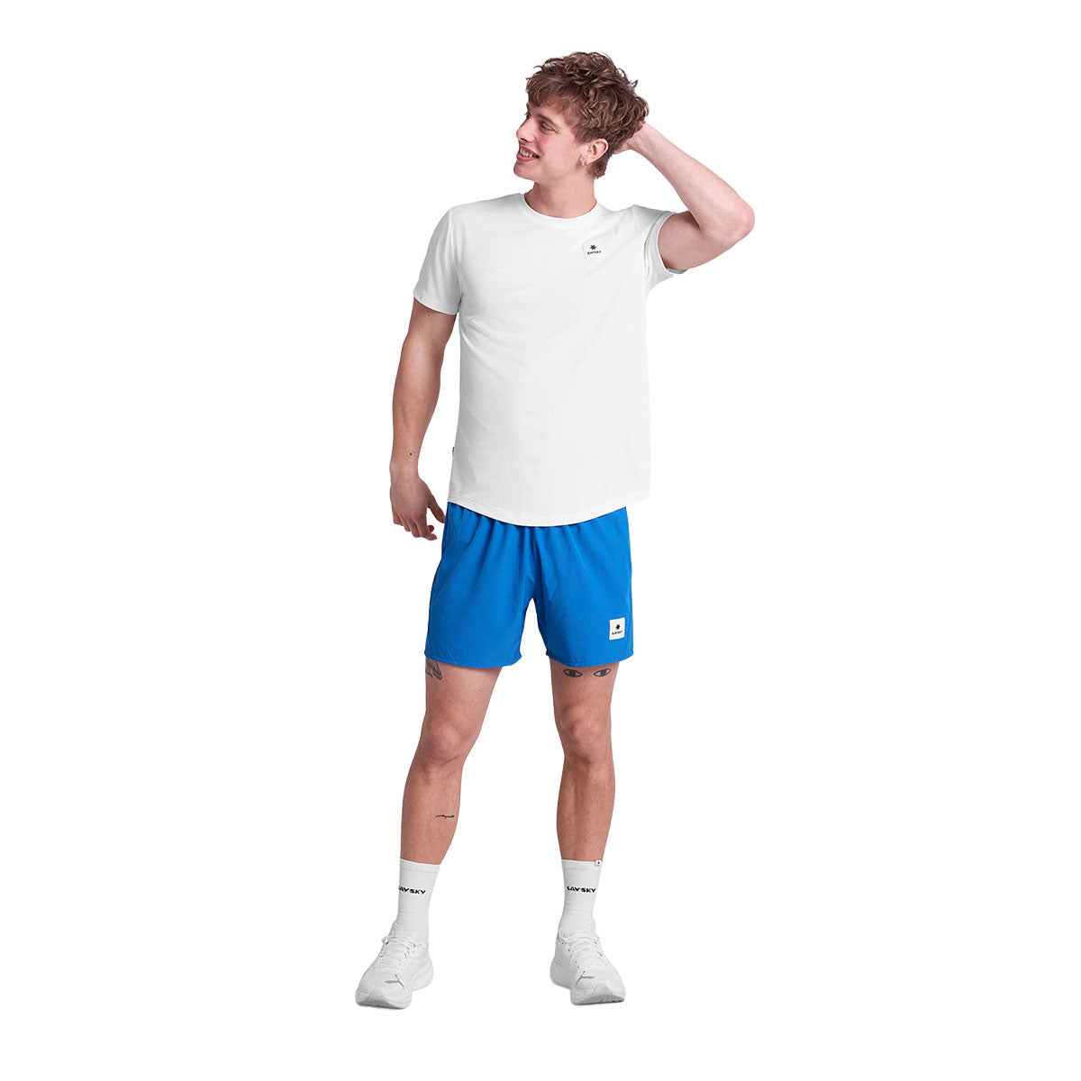 Saysky Zig Zag Pace Shorts 5'' i blå farve