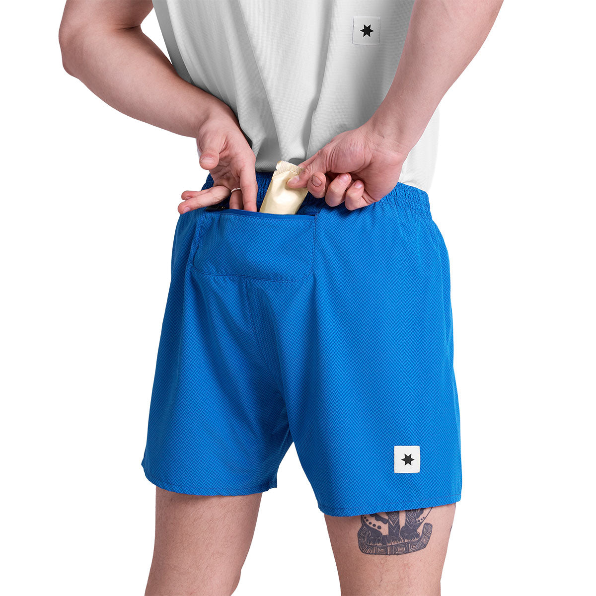 Saysky Zig Zag Pace Shorts 5'' i blå med baglomme