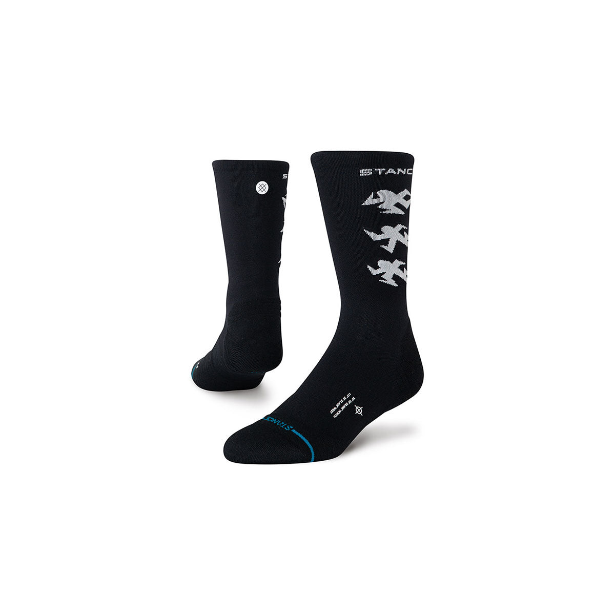 Stance Runner Light Crew strømper i sort med grafisk mønster