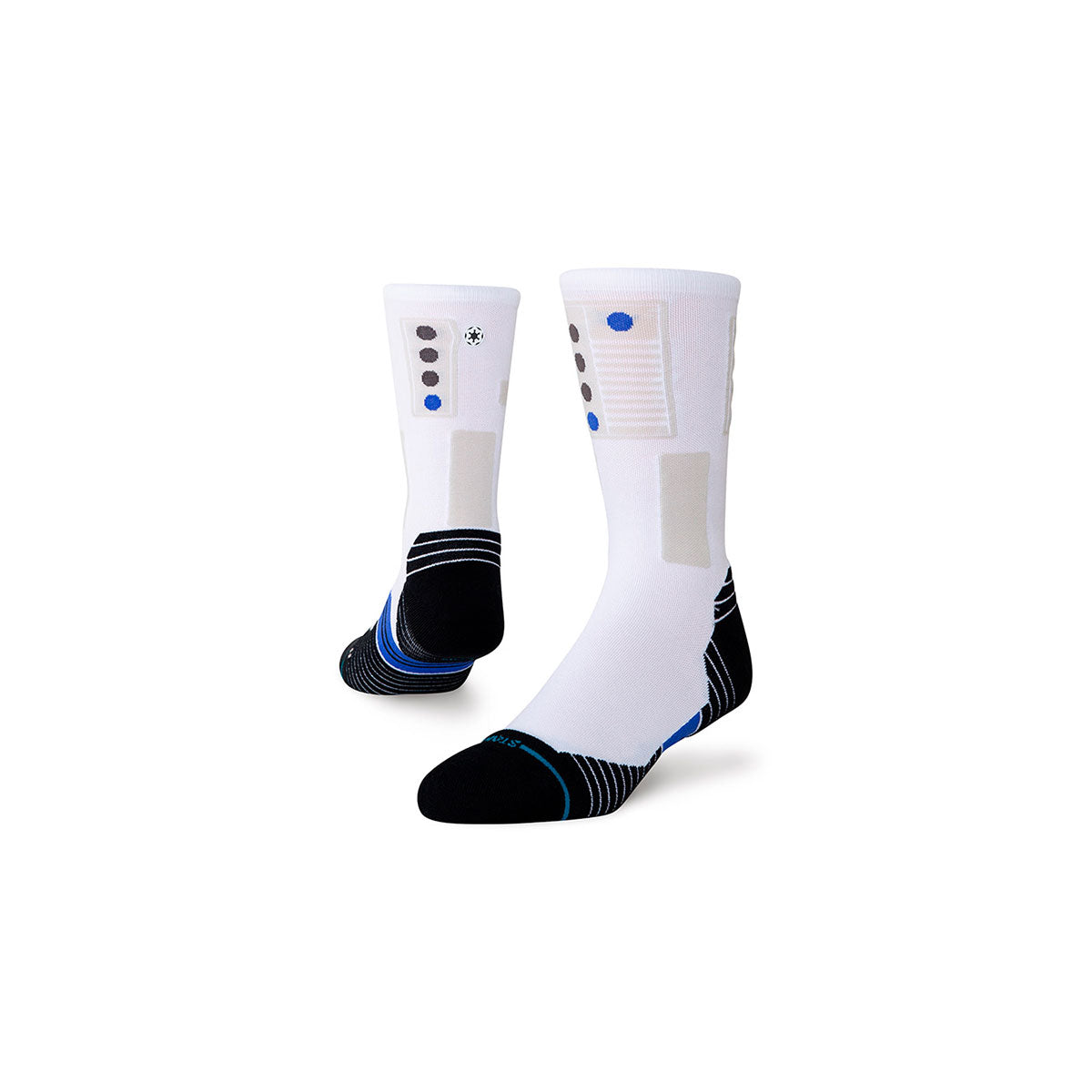 Stance Storm Crew strømper i hvid og sort med farvede detaljer