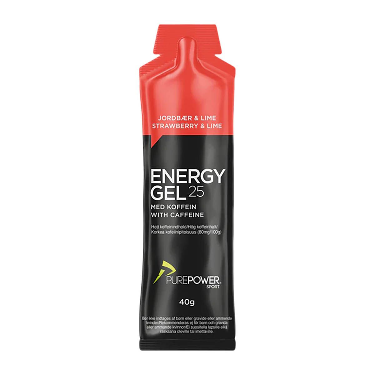 Purepower Energy Gel Jordbær/lime Koffein 40 g